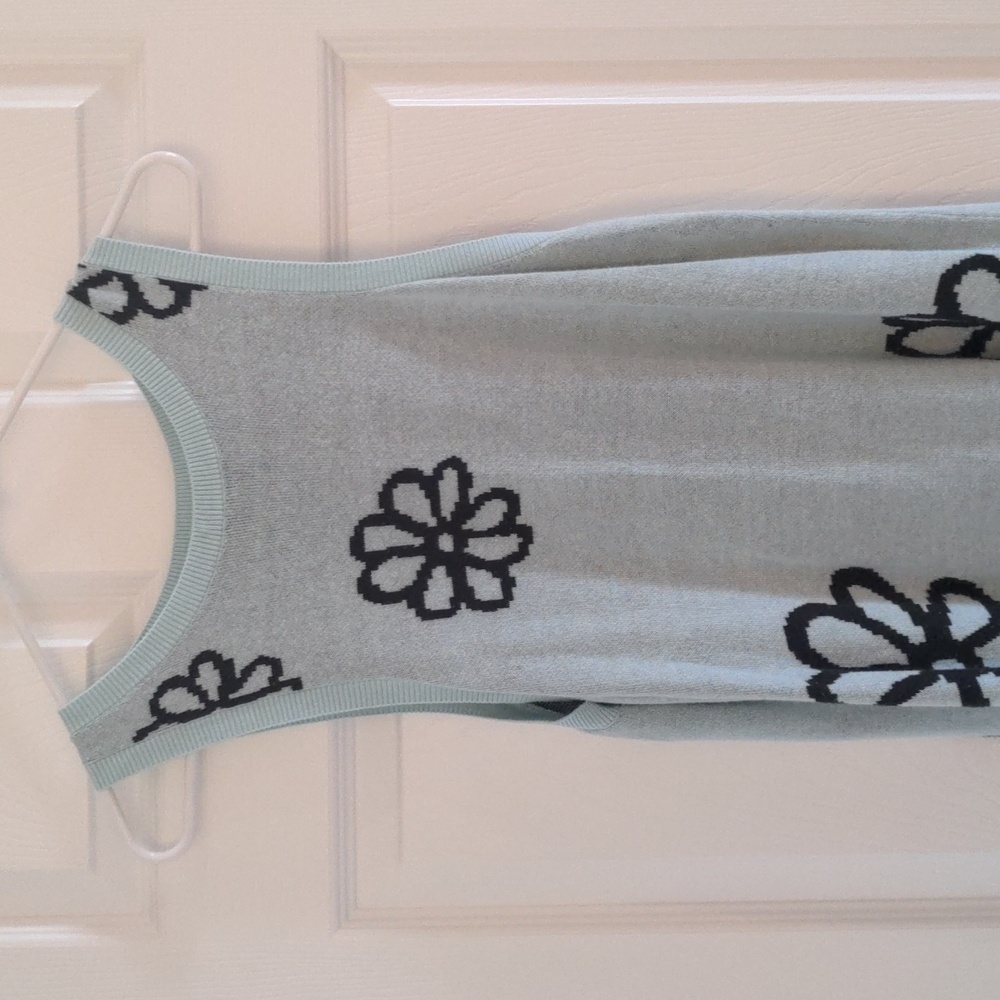 Light blue wild fable sleeveless sweater dress with flower pattern size large